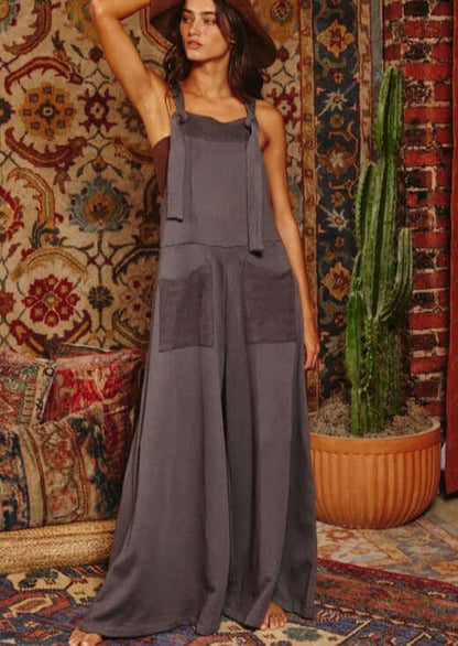 French Terry Slouchy Overall Jumpsuit Made in USA