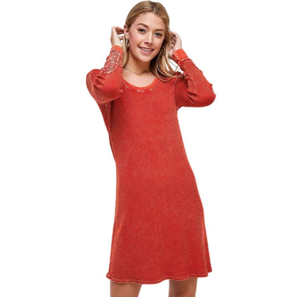 Crochet Cuff Textured Dress