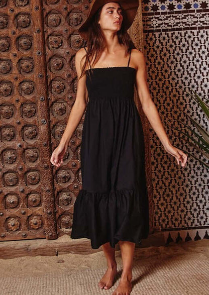 Black is the New Black Poplin Midi Dress Made in USA