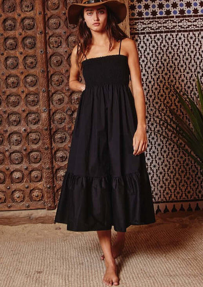 Black is the New Black Poplin Midi Dress Made in USA