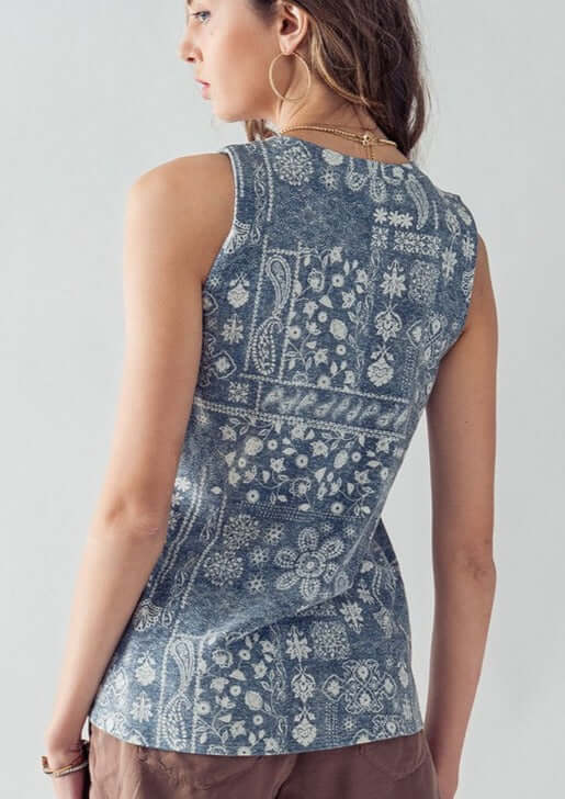 Vintage Paisley Women's Sleeveless Top Made in USA