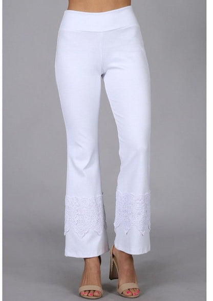 Stand Out Cropped Flare Pants with Crochet Detail Made in USA