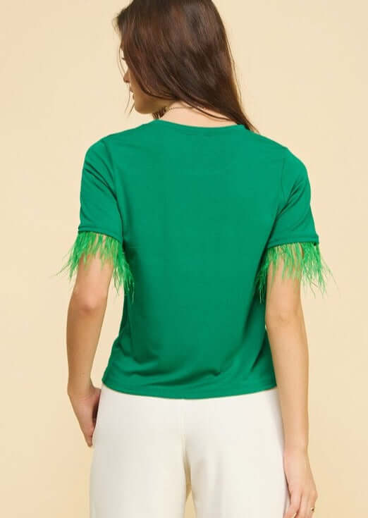 Feather Tee in Emerald Green
