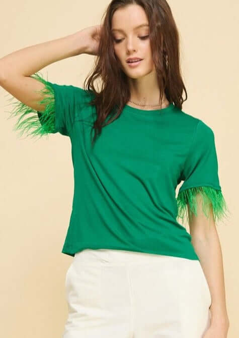 Feather Tee in Emerald Green