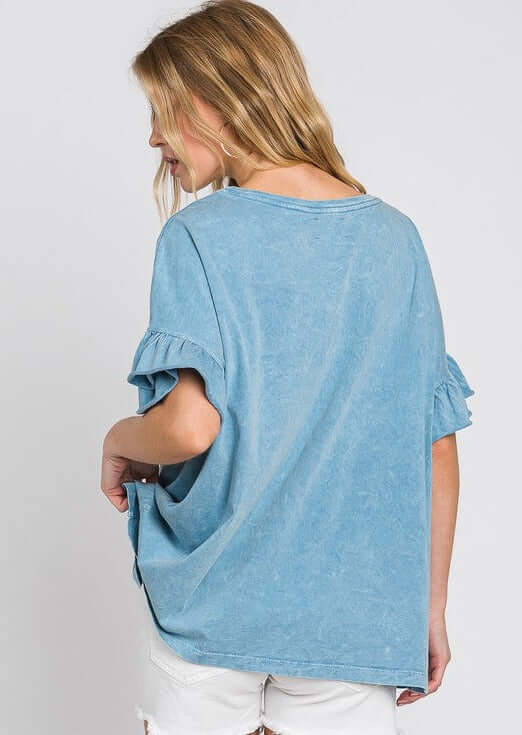 All Day Ruffled Sleeve Tee Made in USA