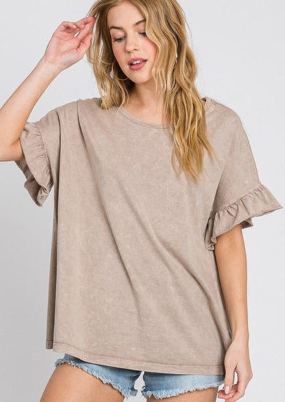 All Day Ruffled Sleeve Tee Made in USA