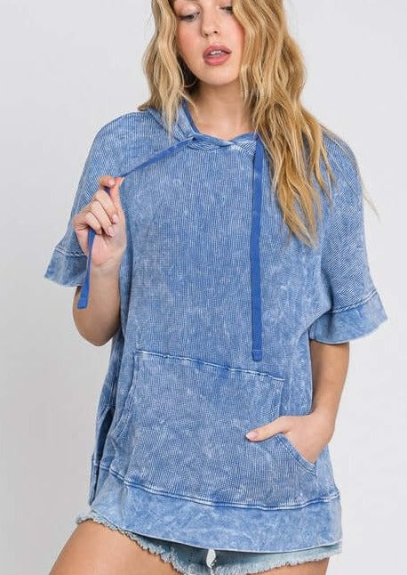 All Day Mineral Washed Ribbed Knit Hoodie Made in USA