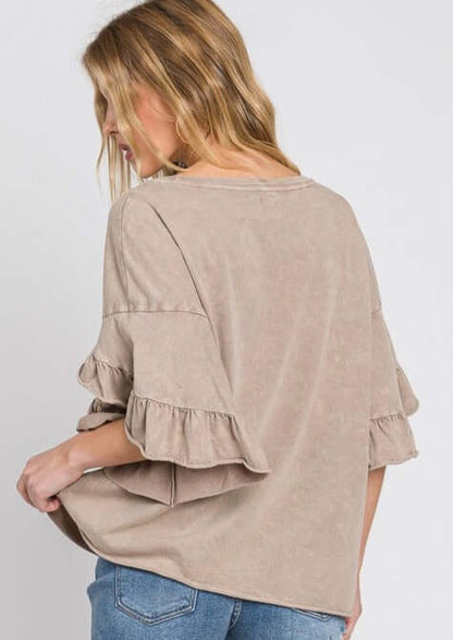 Tulip Sleeve Mineral Washed Tee Made in USA