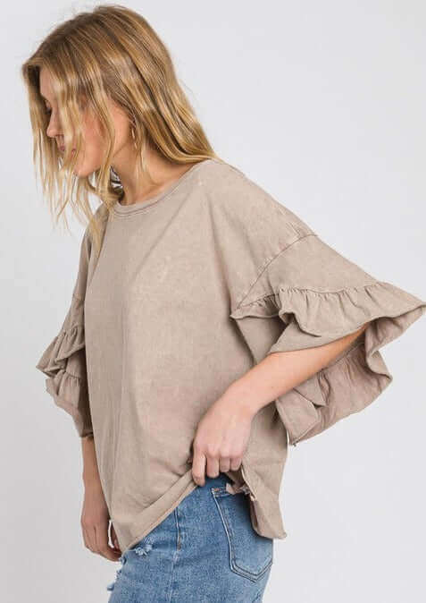 Tulip Sleeve Mineral Washed Tee Made in USA