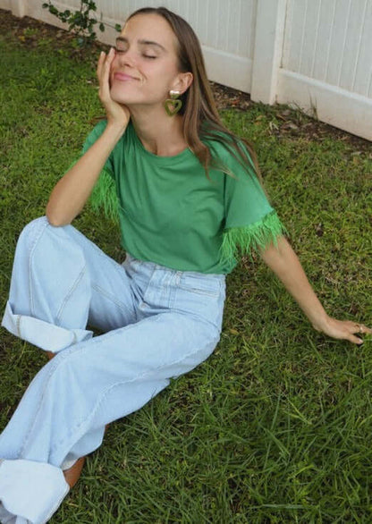 Feather Tee in Emerald Green
