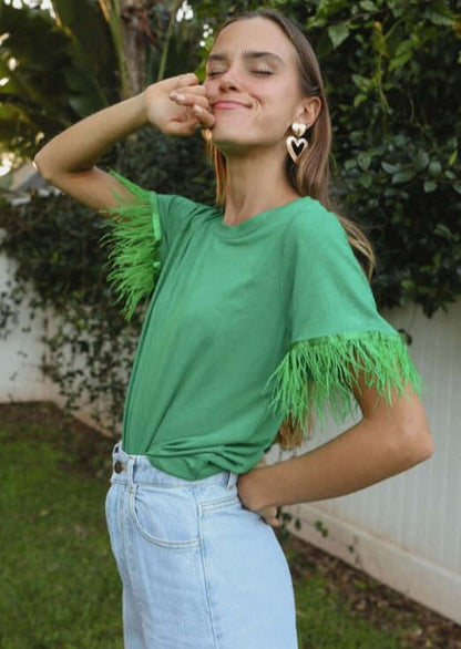 Feather Tee in Emerald Green