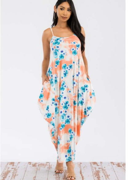 Tropical Resort Cami Floral Dress with Pockets