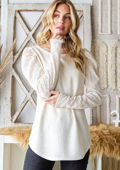 Classic Grace Soft Lace Sleeve Top Made in USA