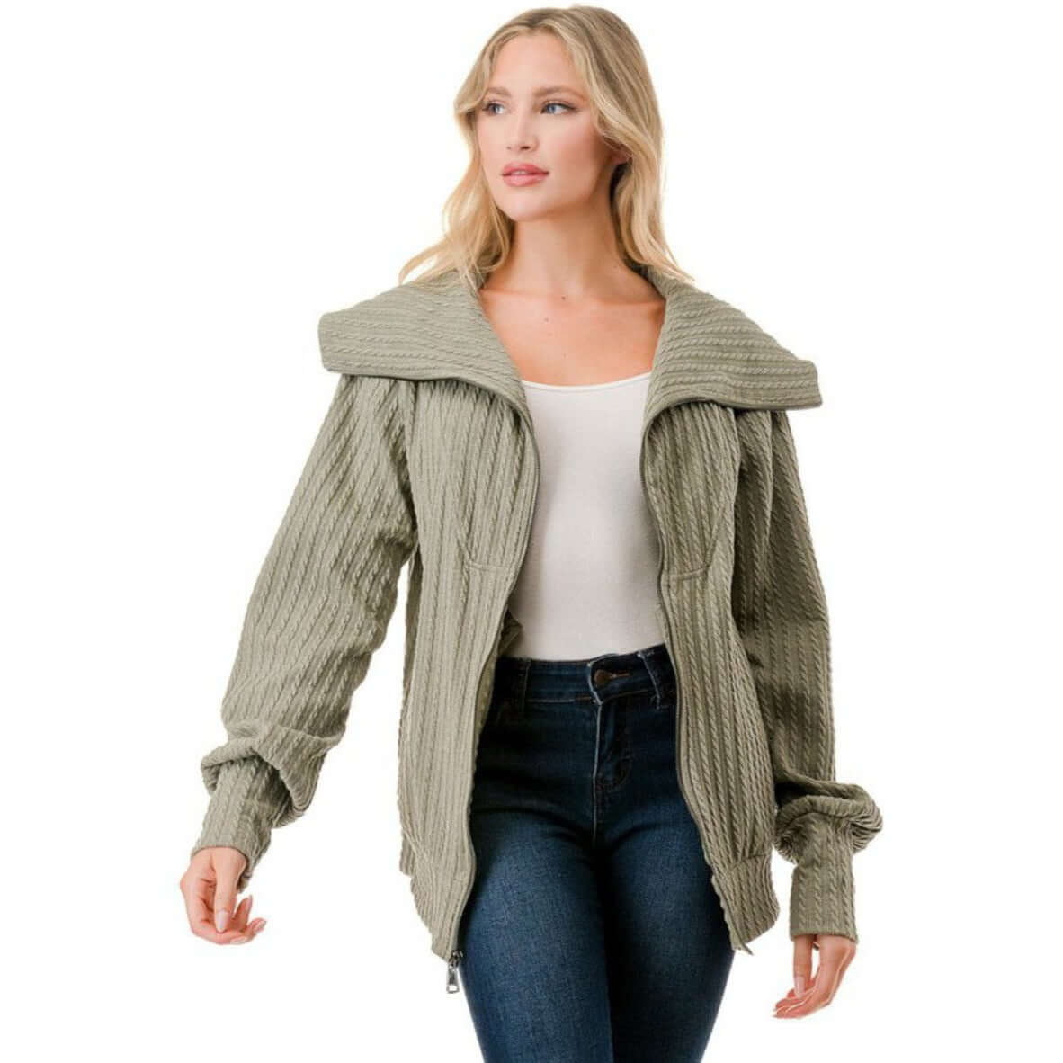 Walk in the Park Cable Knit Jacket Made in USA