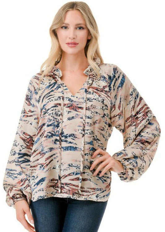 Colorful Zebra Print Blouse Made in USA