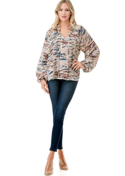 Colorful Zebra Print Blouse Made in USA