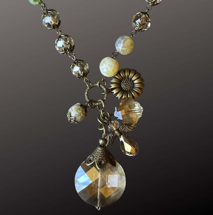 Sunflower Charm Matching Necklace & Bracelet Set Made in USA