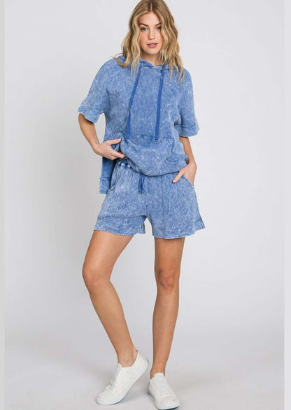 All Day Mineral Washed Ribbed Knit Hoodie Made in USA