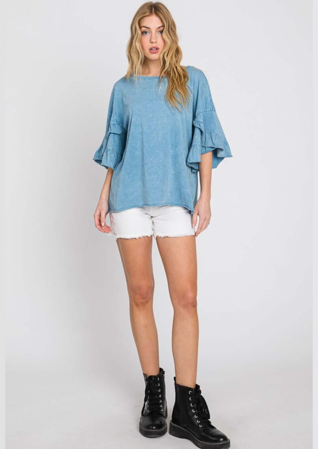 Tulip Sleeve Mineral Washed Tee Made in USA