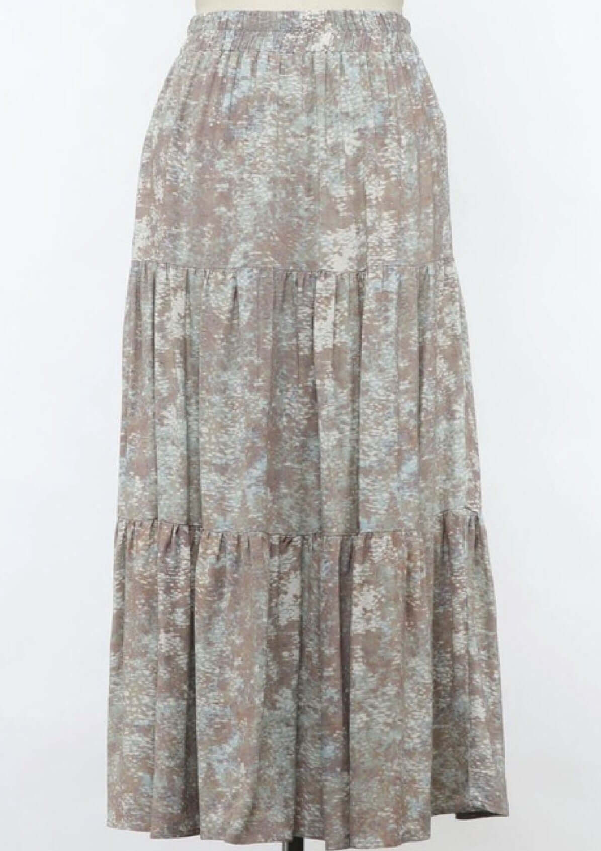 Tiered A-Line Sage & Mocha Maxi Skirt