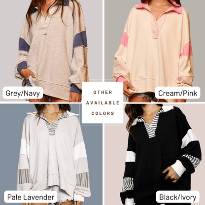 All Cotton Favorite Oversized Cotton Sweatshirt In Lavender Made in USA