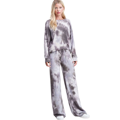 Plush Gray & Lavender Tie Dye Lounge Set Made in USA