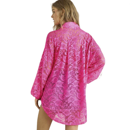 A Vacation Accessory Lace Button Down Shirt