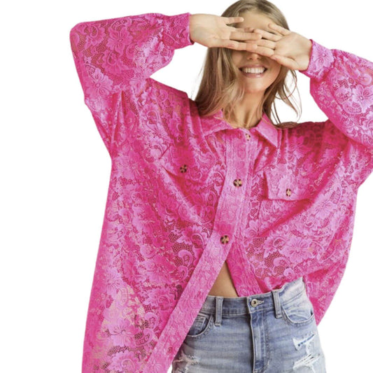 A Vacation Accessory Lace Button Down Shirt