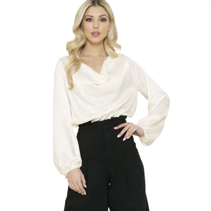 Cowl Neck Satin Top Made in USA