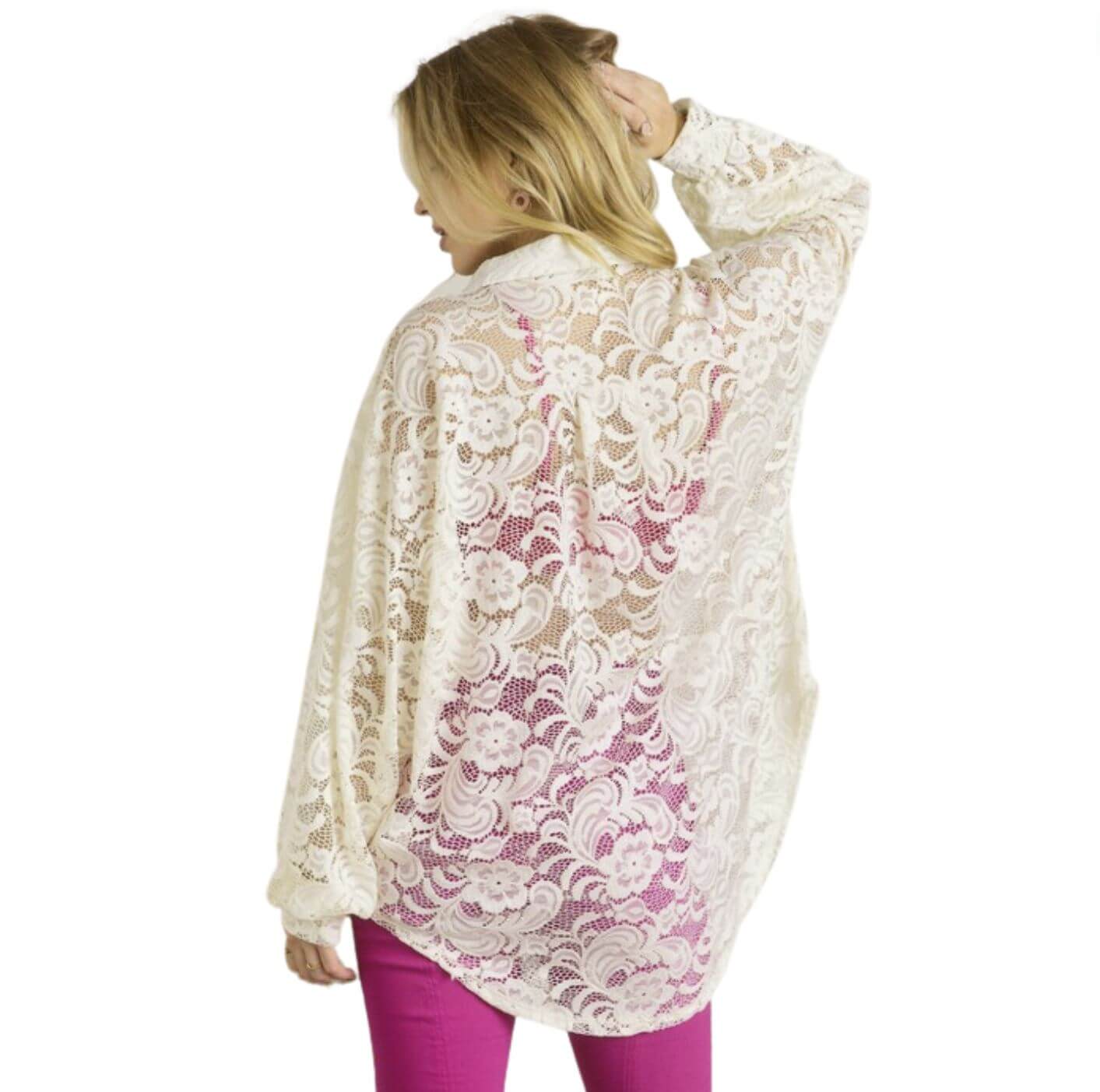 A Vacation Accessory Lace Button Down Shirt