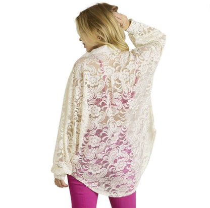 A Vacation Accessory Lace Button Down Shirt