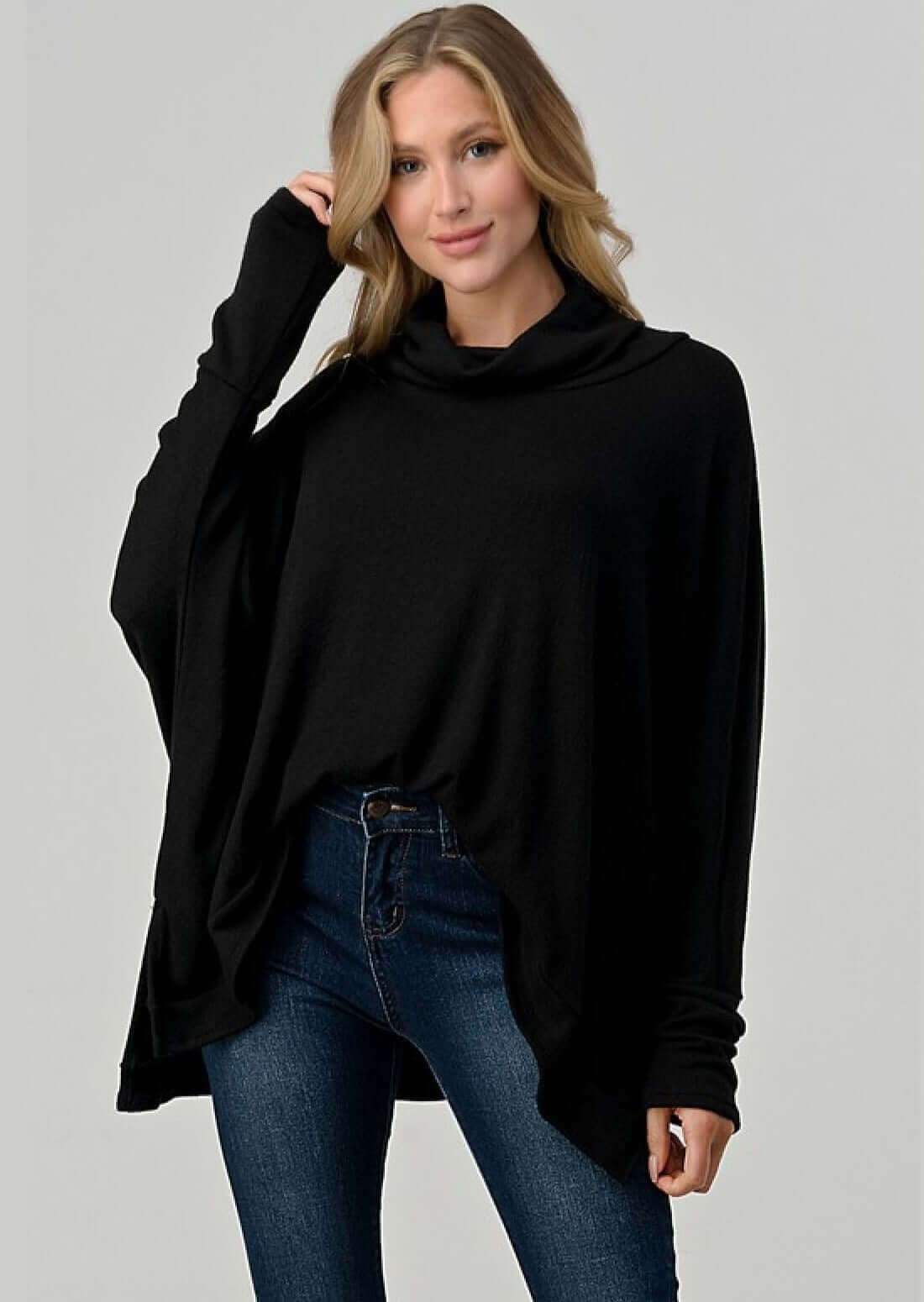 Aspen Oversized Cowl Neck Soft Sweater Made in USA