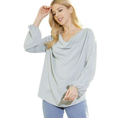 Cowl Neck Satin Top Made in USA