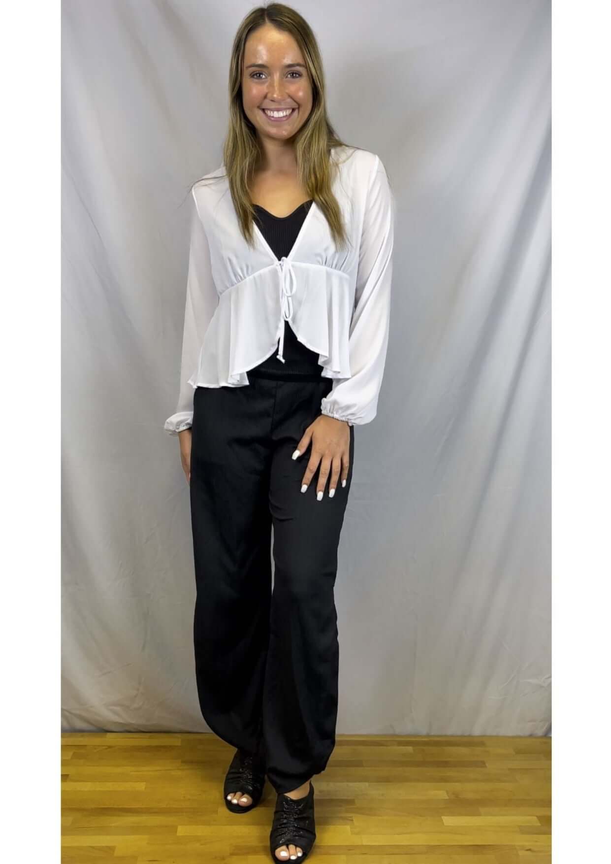 Bright White Tie Front Peplum Cardigan