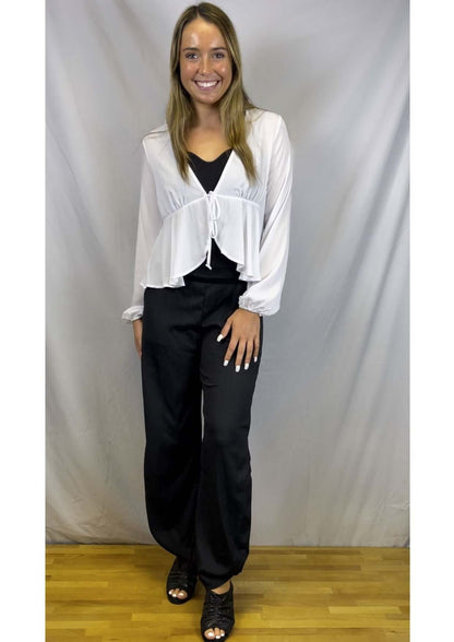 Bright White Tie Front Peplum Cardigan