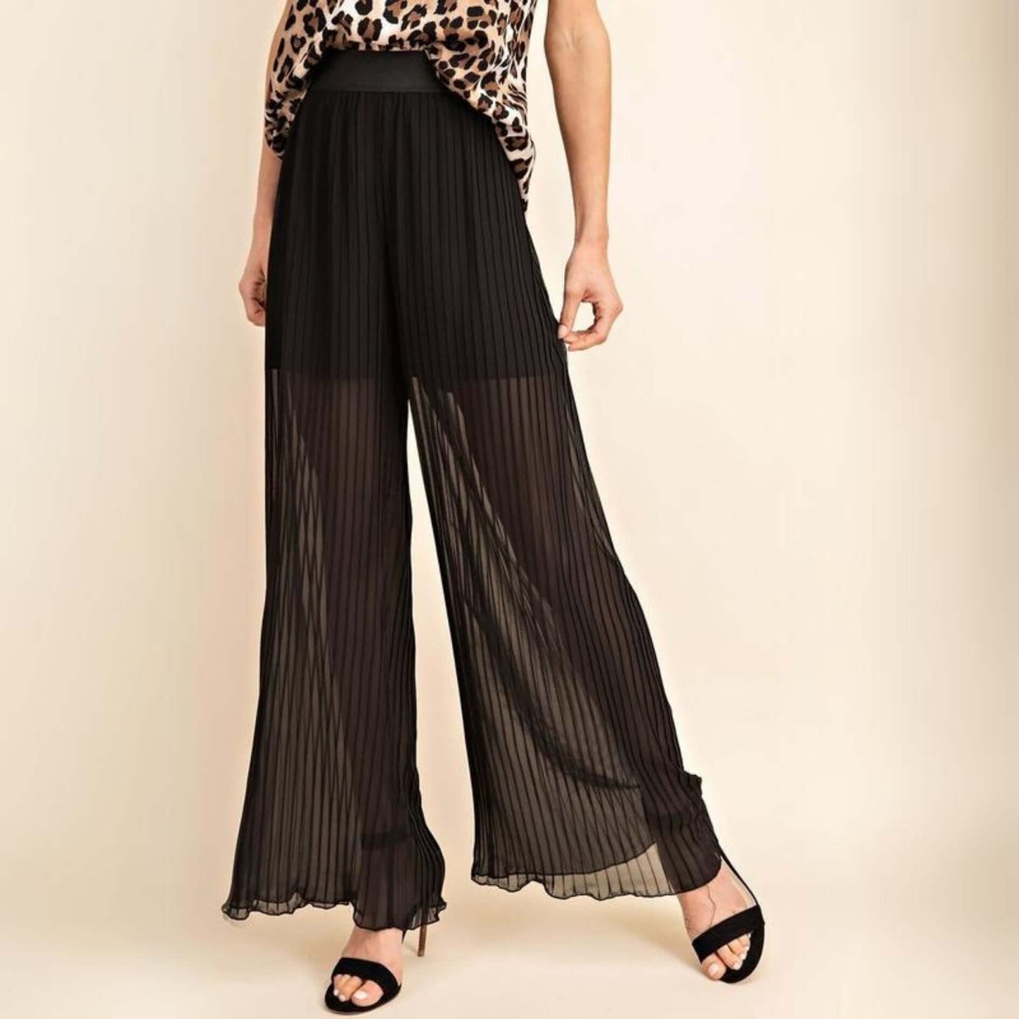 Bold & Beautiful Sheer Pleated Pants Made in USA
