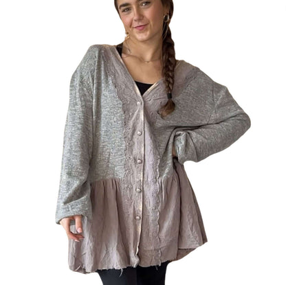 Star Destination Lace Detail Sweater Cardigan