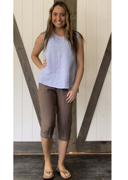 Linen Collection Mocha Capri Pants Made in USA
