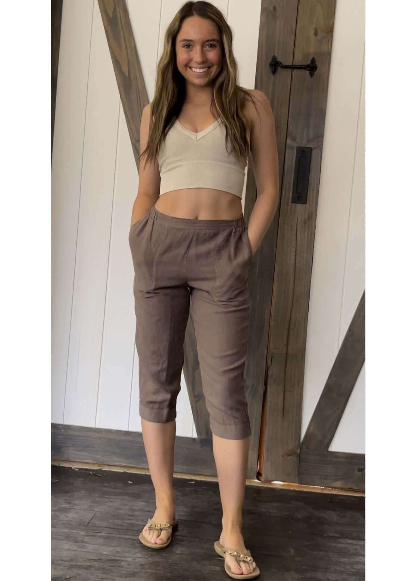Linen Collection Mocha Capri Pants Made in USA