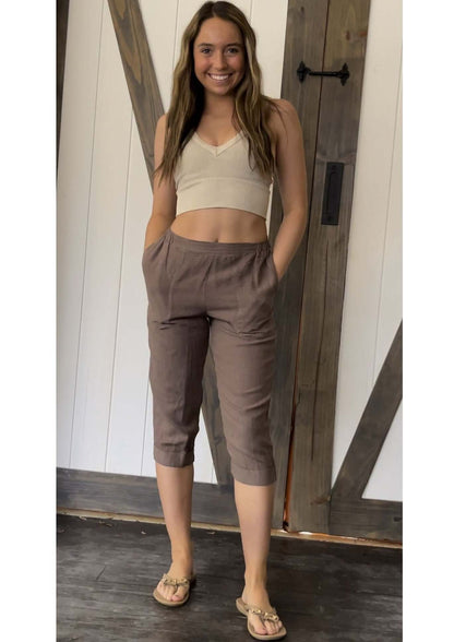 Linen Collection Mocha Capri Pants Made in USA
