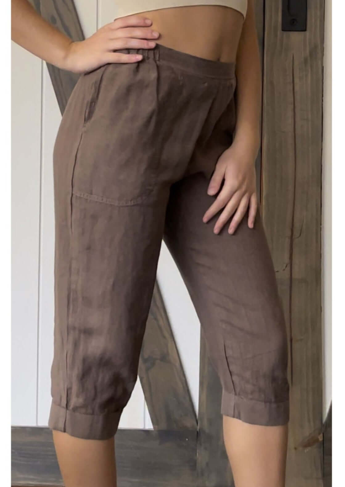 Linen Collection Mocha Capri Pants Made in USA