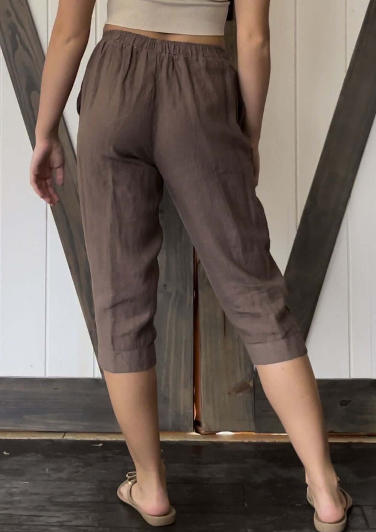 Linen Collection Mocha Capri Pants Made in USA