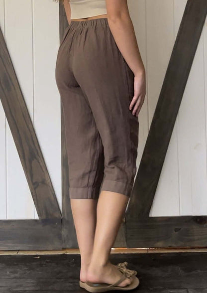 Linen Collection Mocha Capri Pants Made in USA