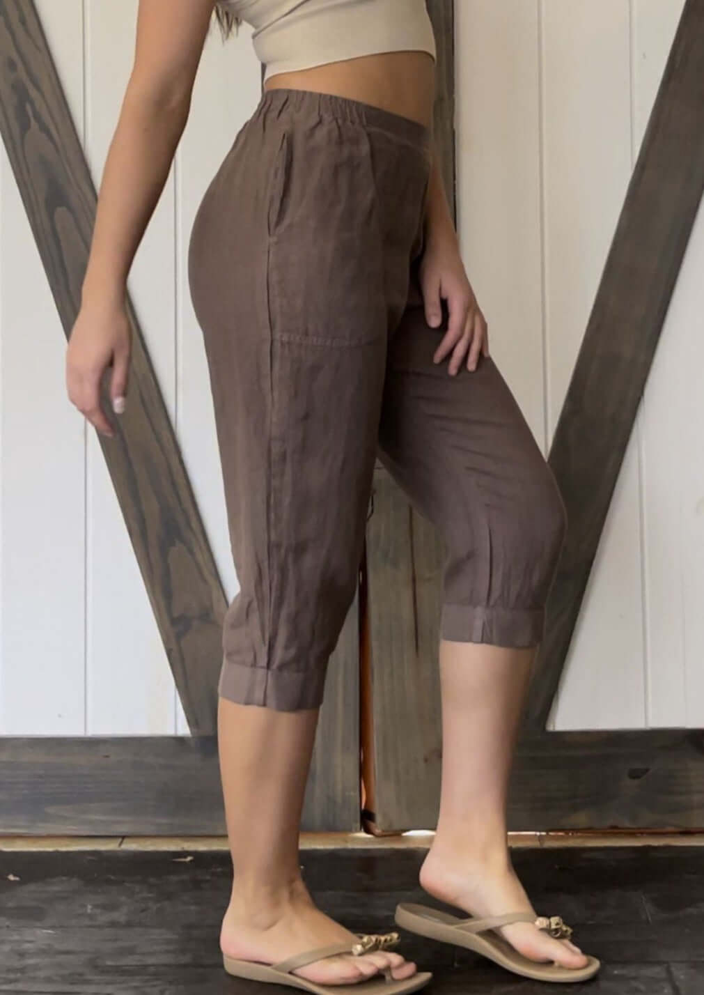 Linen Collection Mocha Capri Pants Made in USA