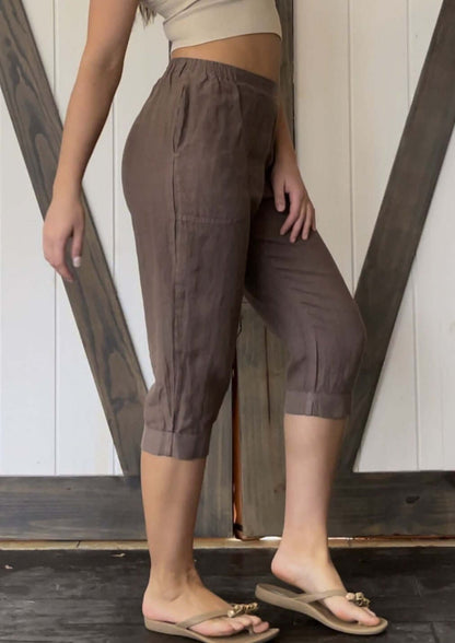 Linen Collection Mocha Capri Pants Made in USA