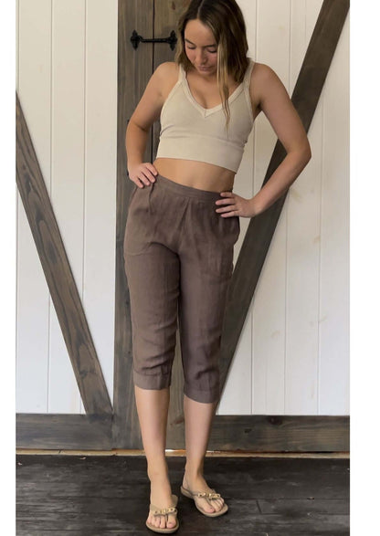 Linen Collection Mocha Capri Pants Made in USA