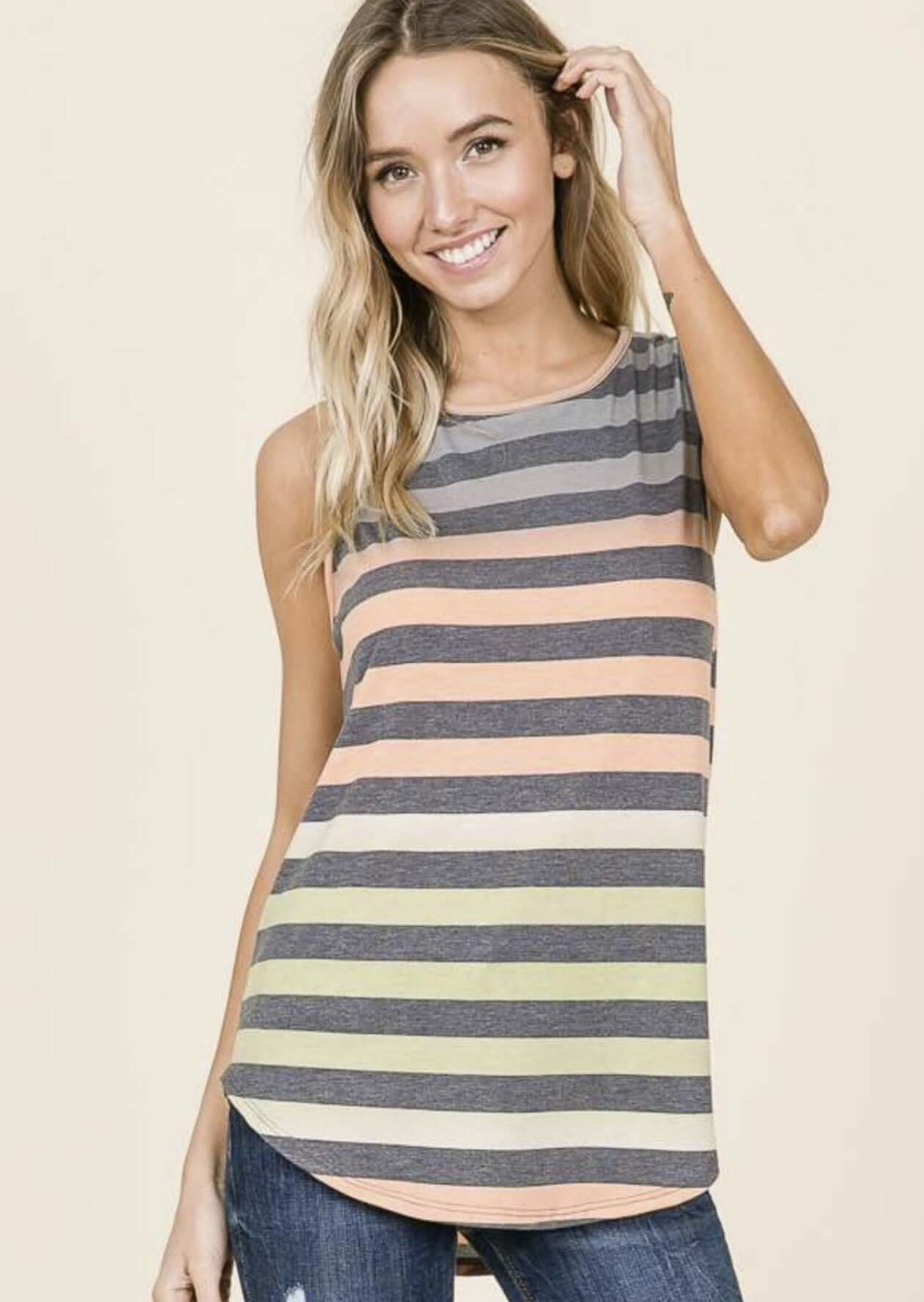 Auburn Sunset Hues Striped Summer Tank Made in USA