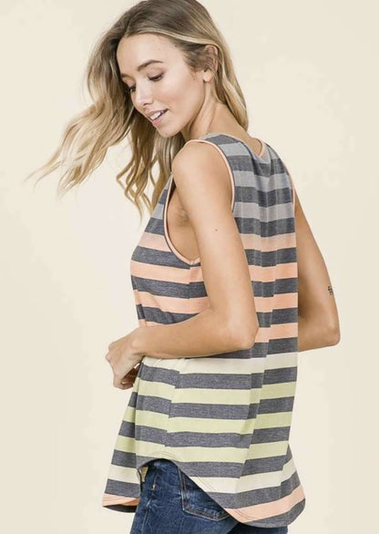 Auburn Sunset Hues Striped Summer Tank Made in USA
