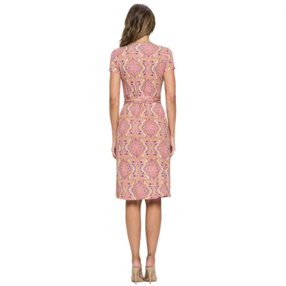Short Sleeve Feminine Touch Jersey Wrap Dress Made in USA