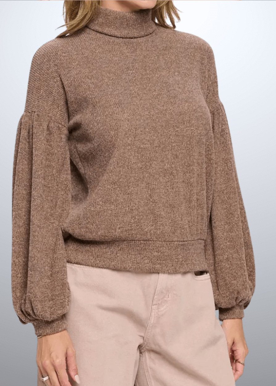 Gloria Puff Sleeve Turtle Neck Sweater
